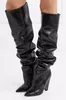 2018 nouvelles femmes bottes à talons aiguilles bottes hautes bout pointu chaussons en cuir noir bottes à talons hauts dames chaussures de soirée