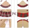 Großhandel-ourwarme pastorale stil Weihnachtsbaum Röcke 48inch Sackleinen schwarz und rot Plaid Ruffle Edge Weihnachtsbaumdekorationen für Zuhause