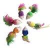 Colorful Feather Grit Small Mouse Cat Toy For Cat Feather Funny Playing Pet dog Cat Piccoli animali piuma Giocattoli Gattino