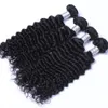 Indisk djupvåg Mänskligt hår buntar 8-26 tum 3/4 stycken Naturfärg Curly Virgin Veave Weft för kvinnor