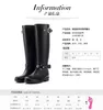 Fashion PVC Women Rain Boots Buckle Girls Ladies Rubber Shoes For Casual Walking Hunting Outdoor Waterproof Female Low Heels Rainboots Zip