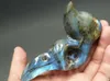 Natural labradorite crystal head raven bird skull christmas crystal quartz bird skul fine jewelry christmas charm charm 7-8cm