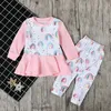 Abbigliamento per bambini 2018 Primavera Cotone Neonate Arcobaleno Vestiti Set Neonato T-shirt a maniche lunghe T-shirt + Pantaloni lunghi 2PCS Abiti per ragazze Set Bambino