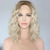 Perruque avant de lacet de cheveux bouclés lâches courts pour femme noire 14-20 pouces brun ombre blonde synthétique bob perruques résistant à la chaleur