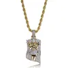 Whosale Mode Koppar Guld Silver Färg Pläterad Iced Out Jesus Face Pendel Halsband Micro Pave CZ Stones HipHop Bling Smycken