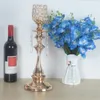 Tall Gold Iron Wedding Centerpieces / Glass Crystal Aisle Flower Stand Decoration