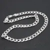 10mm Wide Solid Curb Chain 18K White Gold Filled Classic Style Polished Mens Necklace Jewelry 24 Inches2638