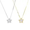 100% REAL 925 Sterling Silver Star Heart Shape Pendant Halsband med Silver Gold Box Chain Halsband för bröllop Mewerlry254b