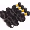 Indian Virgin Hair Extensions 3 buntar Naturlig färg Body Wave Människohår Inslag 3 delar Ett set 8-30 tum