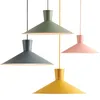 Modern brief LED pendant lights colorful macaron metal hanging lamp pink yellow green gray round kids room foyer bedroom lighting fixture