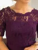 Grape Koronki Druhna Dresses Długość Kolana Tanie Plus Size Wedding Party Dress Zipper Back Tanie Sether Style