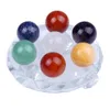 NATURA 7 PCS Crystal Ball Chakra Quartz Sphere Healing Gem Stone Stone Minchas Fengshui Decor Glass Stand1085835