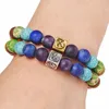 NY 7 CHAKRA BEADED JARMET FÖR KVINNA Män svart lava natursten reiki bönpärlor yoga armband justerbart rep