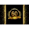 Customized 60th Birthday Bash Backdrop Black Printed Gold Ribbon Stars Bokeh Polka Dots Party Theme Photo Booth Background Vinyl