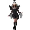 Neues schwarzes Dark Devil Fallen Angel Kostüm mit Flügel Sexy Erwachsene Cosplay Exotische Kleidung Halloween Kostüm für Frauen