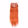 클로저 3 번들과 함께 실키 스트레이트 오렌지 인간의 머리카락 확장 4x4 레이스 클로저와 순수 오렌지 인디언 버진 인간의 머리카락 직물