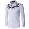 大型メンズ長袖シャツスリムフィットホワイトシャツプリント男性ドレスシャツm -5xl267n