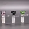 5mm thick glass bong slides with handle bowl funnel Male hourglass colorful 14mm Smoking accessories Water Pipe bongs 18mm bowls heady slide