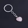 Natural Crystal Stone Heart Shape Pendant Key Rings Healing Keychains For Women Men Jewelry Bag Decor