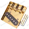 QHX instrumento Musical ouro 6 Plano Saddle Guitarra Pickup Bridge para peças de acessórios de guitarra Elétrica (3 Parafusos buraco)
