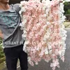 Искусственный вишневый Blossom Rattan декоративный DIY свадебный виноградный шелковый цветок Модернизация нового украшения для отеля фон магазин окна декор 1,8 м