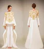 Zuhair Murad Jurken Feestavond Met Lange Mouwen Cape Crew Peplum Ruches Tule Formele Jurken Rits Terug Optocht Galajurken HY4131