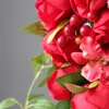 JaneVini Vintage künstlicher Wasserfall, Hochzeitssträuße, rote Rosen, kaskadierende Brautstrauß, Seidenblume, handgefertigte Brosche, Ramo1179999