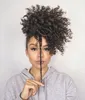 Naturlig brun kinky Curly Drawstring Ponytail kan färgas 100g-160g Afro Human Hair Ponytail Clip i DHL Snabb leverans