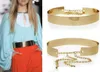 2018 s new Fashion Women Full GoldSilver Metal Mirror Waist Belt Metallic Gold Plate Wide Obi Band With Chains4854247