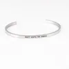 2018 New Stainless Steel Engraved Positive Inspirational Quote Mantra Bangle Bracelet For Women Jewelry Silver