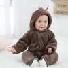 3 pçs mix atacado primavera outono bebê flanela roupas menino dos desenhos animados animal 3d urso orelha quente recém-nascido macacão infantil