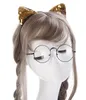 Menina xmas headband artesanal lantejoula gato raposa orelha orelha headpiece hen festa cosplay traje hairband halloween acessório acessório criança adulto cabelo arco