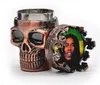 Plastique Plastique Tobacco Grinder 3 couches Metal Geder Grinder Broken Skull Smoke Dectecteur