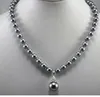 simple design 8mm black shell pearl necklace 12mm shell pearl pendant 004325T4878126
