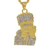 Uodesign Hip Hop Iced Out Gargantilha Óleo De Cristal De Ouro Rhinestone Dos Desenhos Animados Figura Cabeça Presente Colar Pingente Bling Bling Rapper Homens Jóias