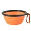 Färgrik matkvalitet Silikon Folding Dog Bowl Expanderbar Cup Dish Pet Feeder Portable Travel Bowl med karabiner