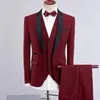 Paars Mannen Bruiloft Tuxedos Zwart Sjaal Revers One Button Bruidegom Tuxedos Uitstekende Mannen Diner Prom Blazer 3 Stuk Suit (Jas + Broek + Tie + Vest) 69