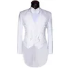 Dubbelbröst centrum Vent Vit Tailcoat Groom Tuxedos Morning Style Män Bröllopskläder Män Formell Prom Party Suit (Jacka + Byxor + Tie + Vest) 11