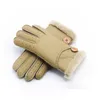 Whole - New Warm winter ladies leather gloves real wool women 100% 208Y