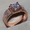 Gioielli di moda Uomo in oro rosa Anello in argento sterling 925 Solitaire 3Ct 5A zircon cz Fidanzamento Fede nuziale Anello regalo