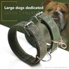 Nylon Canvas forte Grande collare di cane verde militare doppia fila regolabile collare fibbia animale domestico per cane medio