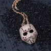 Yellow Rose Gold Plated Colorful CZ Mask Pendant Necklace for Men Women Hip Hop Necklace Hot Gift