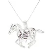 925 Sterling Silver Pick a Pearl Cage Horse Running Locket Pendant Necklace Boutique Lady Gift K979