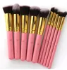 Makeup Brush Set 10pcs Pink Black Cosmetics Eye Foundation BB Cream Powder Blush Kabuki Brush Kit Make Up Brushes Tools1237115