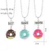 Child cute Best friends forever Necklace Monkey Donuts Princess dog food Ice cream Resin Pendant Bead chain For Children friendship Jewelry