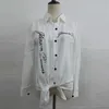 Kimono Hırka Beyaz Bluz Gömlek Kadınlar Down Yaka Kimono Hırka Beyaz Bluz Gömlek Uzun Kollu Keten Pamuk Üst Gömlek