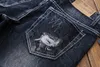 Jeans europei e americani da uomo con foro strappato toppa dritta personalità marea pantaloni da uomo taglie forti 2021