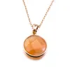 Moda rodada Pedra Natural Turuoise Druzy Colar colar de drusy de cristal rosa opala de ouro para as mulheres