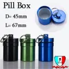 Box Pill Hot Wodoodporna aluminiowa Medycyna Akcesoria do palenia Box Pill Box Case Butelka Uchwyt Brelok Pojemnik Multicolor Wysoka jakość