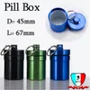 Pill Box Hot Vattentät Aluminium Medicin Rökning Tillbehör Pill Box Case Bottle Cache Holder Keychain Container Multicolor Hög kvalitet